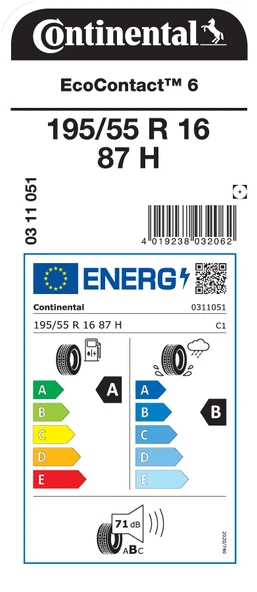 CONTİNENTAL 195/55R16 87H EC6 YAZ LASTİĞİ ÜRETİM YILI:2025 - 2