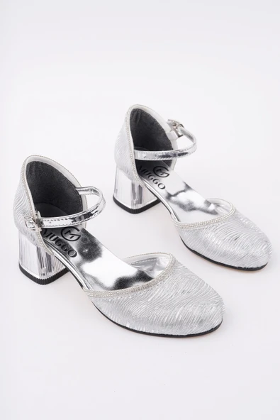 Muggo ELSE Bilekten Bağlamalı Simli Kız Çocuk Kısa Topuklu Ayakkabı - 2