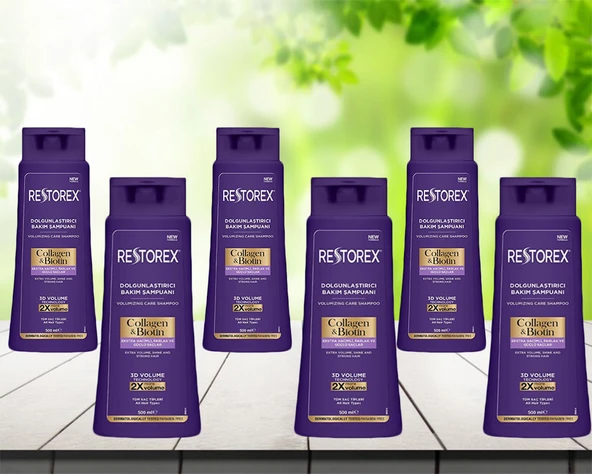 Restorex Collagen & Biotin Hacimsiz Saçlar Için Dolgunlaştırıcı Şampuan 500ml 6 adet