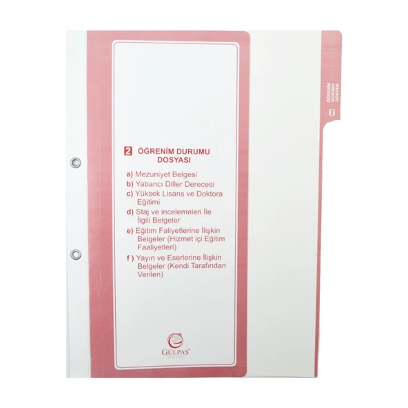 Gülpaş Öğretmen Özlük Dosyası İçi 8 Dosya Kod:699 - 4