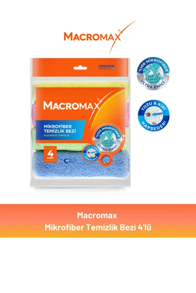 Macromax Mikrofiber Temizlik Bezi 4'lü ürün görseli 1
