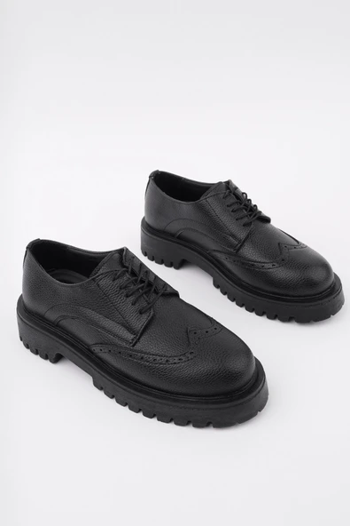 Muggo FLARE Kalın Taban Bağcıklı Günlük Casual Makosen Kadın Loafer Ayakkabı - 2