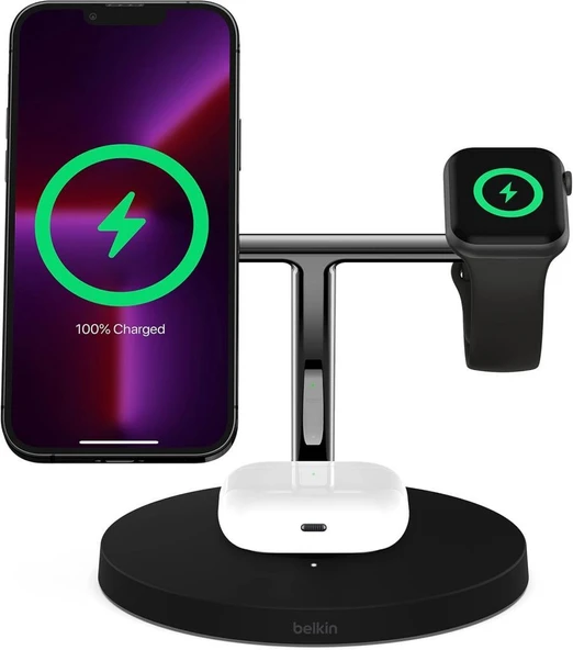Belkin BoostCharge Pro WIZ009VFBK Siyah 3in1 Kablosuz Hızlı Şarj Aleti Outlet - 1