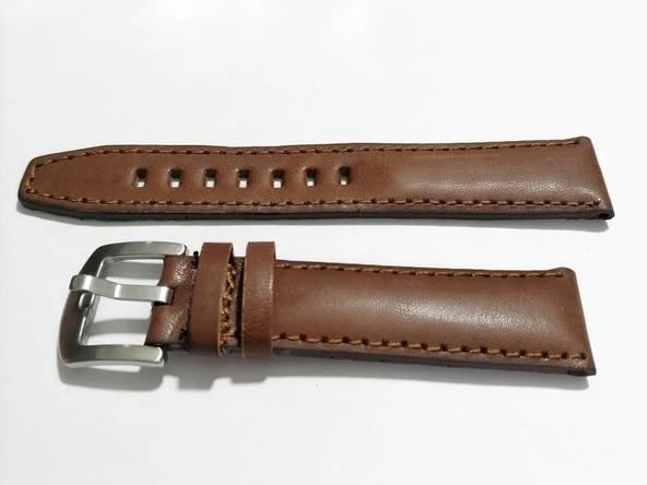 Fado&Her Saate Uyumlu Yarım Kroko  Hakiki Dana Derisi Saat Kordonu 20  mm  (202) kahve - Resim 4