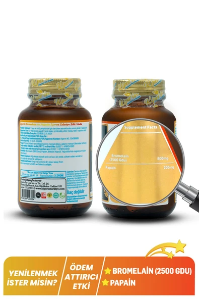 Kiperin Bromelain(2500 GDU) & Papain - Doğal Proteolitik Enzim (30KAPSÜL & 700MG) - 3