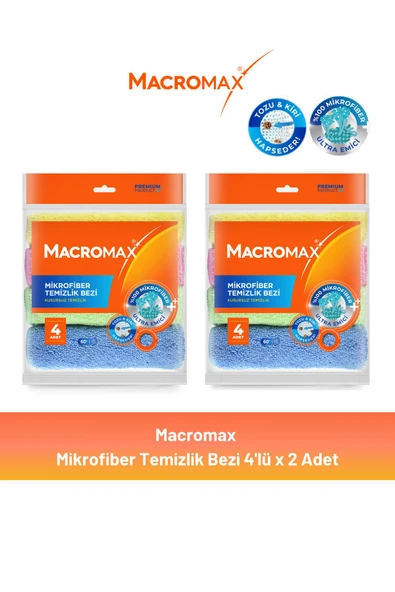 Macromax Mikrofiber Açık Temizlik Bezi 4'lü x 2 Adet ürün görseli 1