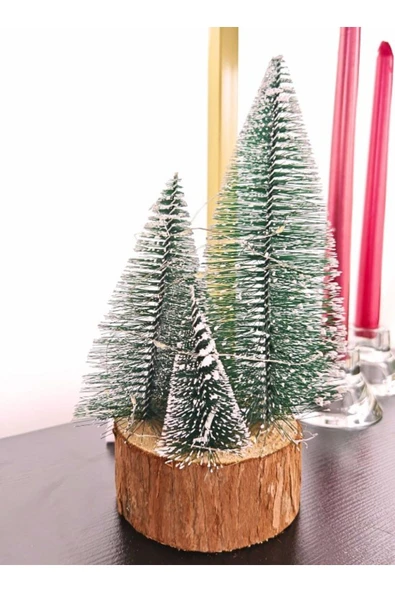 4 lü Set Büyük Meşe Kütük Led Işıklı Nevada Çam Ağaçları Led Işıklı 22CM Büyük Boy Çam Ağaçları Seti - 2