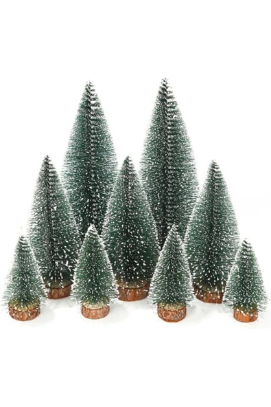 9 LU Set Nevada Ağaç 8 - 12 - 15 CM Çam Ağacı Yılbaşı Hediyesi 9 Adet Yılbaşı Mini Masa Çam Ağacı - 4