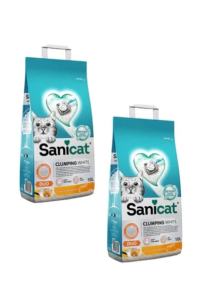 Duo White Vanilya Mandalin Kokulu Topaklanan Kedi Kumu 10 Lt (2 Adet) - 1