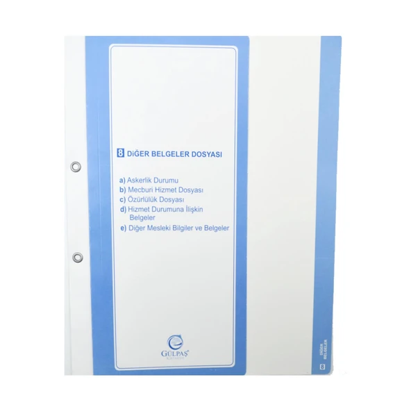 Gülpaş Öğretmen Özlük Dosyası İçi 8 Dosya Kod:699 - 10