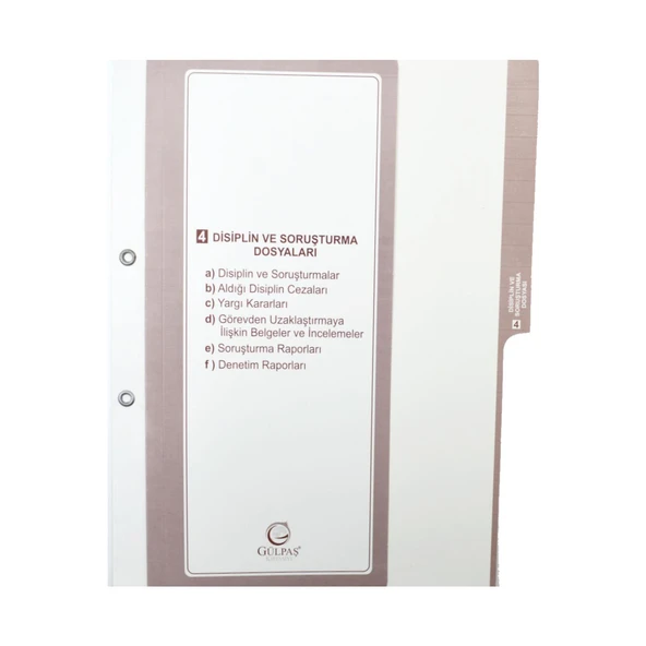 Gülpaş Öğretmen Özlük Dosyası İçi 8 Dosya Kod:699 - 6