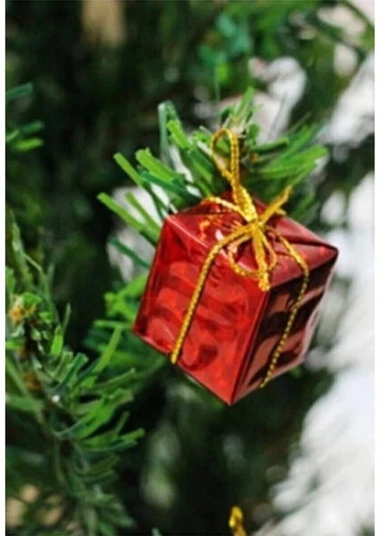 12 Lİ Yeni Yıl Yılbaşı Çam Ağacı Süs Seti 12 Adet Renkli Hediye Paketi Temalı 3CM Noel Çam Ağacı Süs - 3