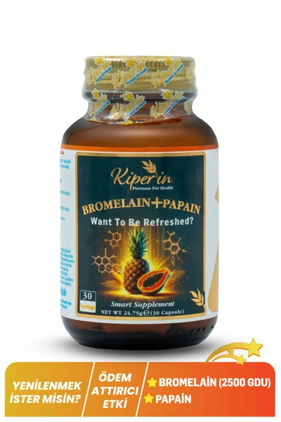 Kiperin Bromelain(2500 GDU) & Papain - Doğal Proteolitik Enzim (30KAPSÜL & 700MG)