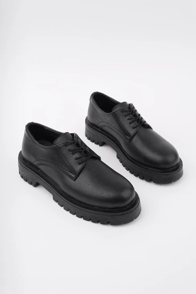 Muggo JUANİTA Kalın Taban Bağcıklı Günlük Casual Makosen Kadın Loafer Ayakkabı - 2