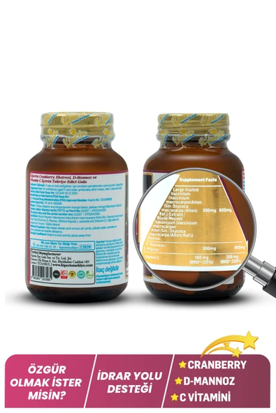 Kiperin Cranberry, D-mannoz, C Vitamin - Idrar Yolu Sağlığı (60KAPSÜL & 1400MG) - 3