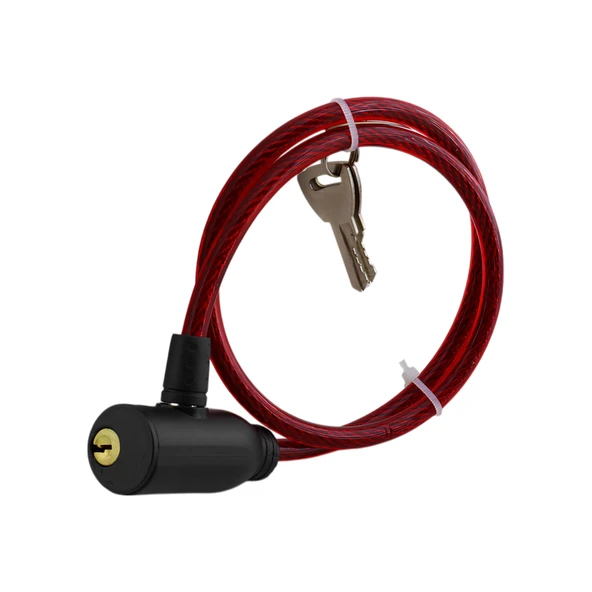 Bisiklet Kilidi 65 cm Halat Zincir Çelik Kilit Çap 10 mm Ø  Hırsız Önle Güvenlik 1 Adet Kırmızı Renk - 4