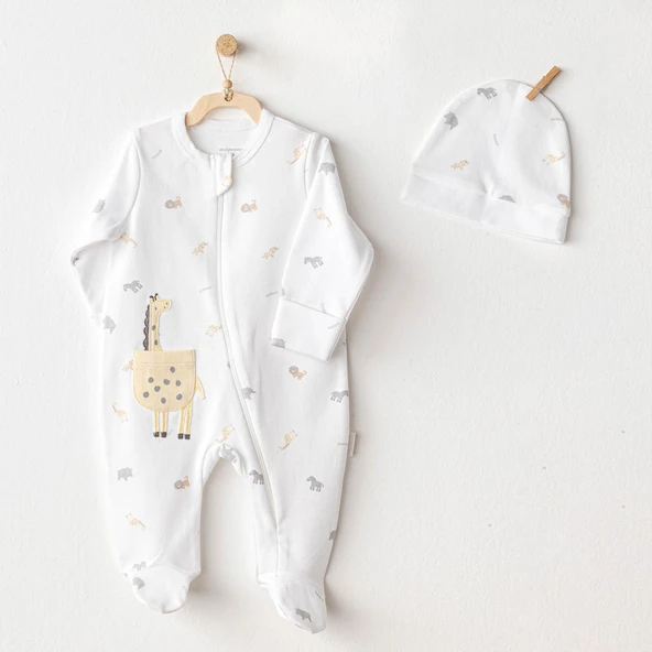 Erkek Bebek Tulum Takim Romper Hat Set Little King AC25803