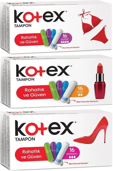 Kotex Tampon Süper - Mini - Normal 48 Li Karma Set (3PK*16) - 1