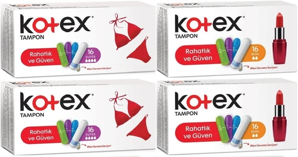 Kotex Tampon Süper - Mini 64 Lü Karma Set (4PK*16)