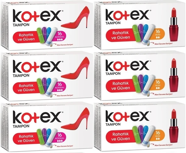 Kotex Tampon Normal - Mini 96 Lı Karma Set (6PK*16)