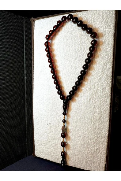 ÇUBUK KEHRİBAR TESBİH KÜRE KESİM BORDO RENKLİ