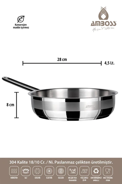 Berlin 2 Parça Kapaksız Paslanmaz Çelik Tava Seti - Resim 3