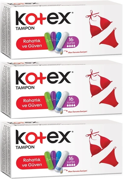 Kotex Tampon Süper 48 Li Set (3PK*16)