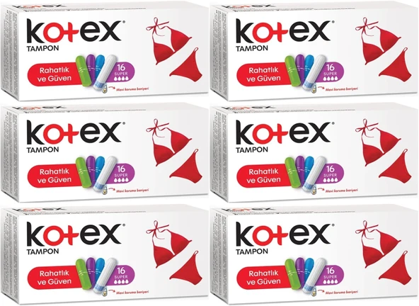 Kotex Tampon Süper 96 Lı Set (6PK*16)