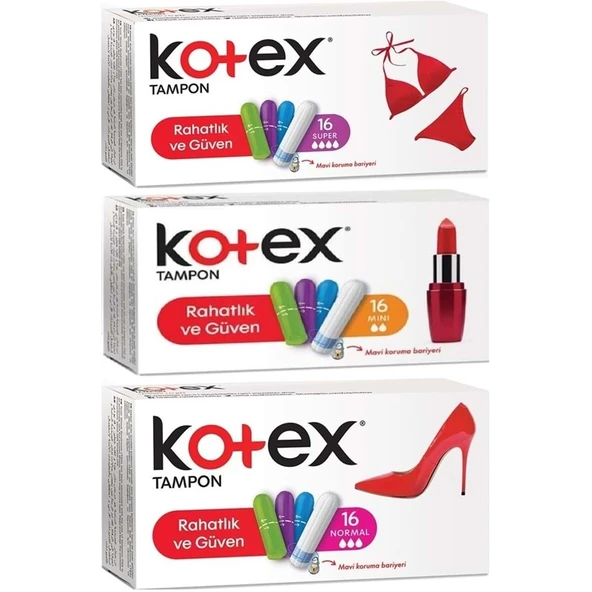 Kotex Tampon Süper - Mini - Normal 48 Li Karma Set (3PK*16) ürün görseli 1