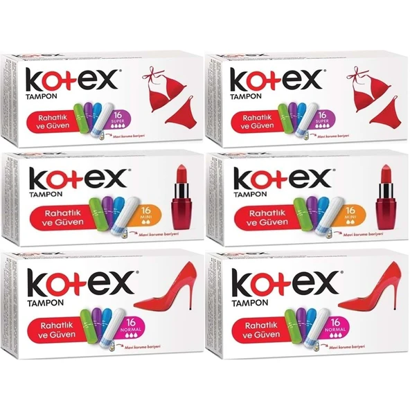 Kotex Tampon Süper - Mini - Normal 96 Lı Karma Set (6PK*16) ürün görseli 1