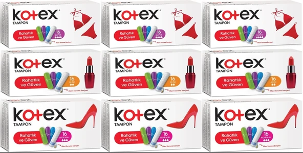 Kotex Tampon Süper - Mini - Normal 144 Lü Karma Set (9PK*16)