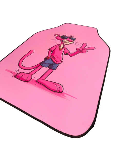 Oto Halı Paspas Universal 4 Parça Pembe Pembe Panter Desenli - 2