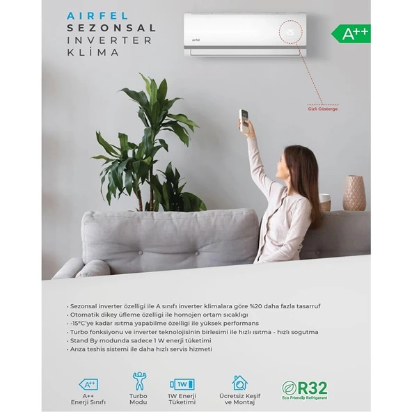 Airfel LTXM25N 9000 BTU R32 A++ Inverter Duvar Tipi Klima - 4