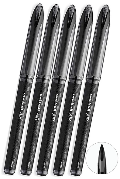 Siyah Pilot Kalem 5 Adet Uniball Air Mikro 0.5 mm Roller Pilot Kalem Uba-188-M Roller Uçlu Likit Mürekkep Jel Kalem