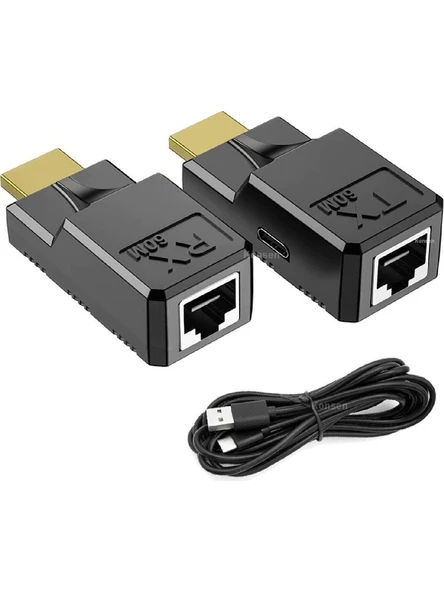 TENON HDMİ Extender Cat5-cat6 60 Metre Uzatıcı- HDMI RJ45 Cat5 6 Extender Uzatıcı Güç Destekli Uzatma Aparatı - Resim 2