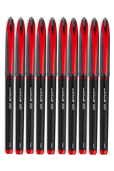 Kırmızı Pilot Kalem 10 Adet Uniball Air Mikro 0.5 mm Roller Pilot Kalem Uba-188-M Roller Uçlu Likit Mürekkep Jel Kalem