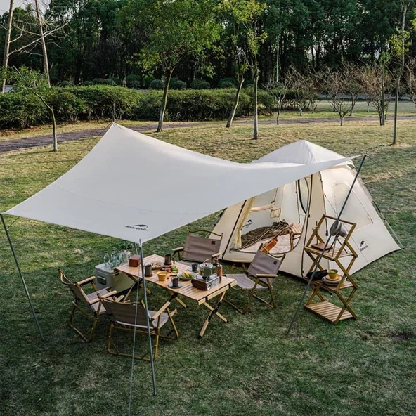 Naturehike Ango UPF 50+ Gölgelikli Otomatik Kurulum Kamp Çadırı  2 Kişilik Ekstra Gölgelikli / Gümüş - 4