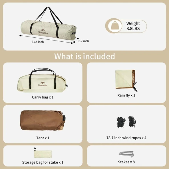 Naturehike Ango Picnic Otomatik Kurulum 3 Kişilik Çadır  Fresh & Black - 4