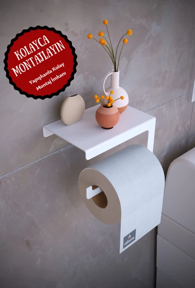 Metal Modern Telefon, Aksesuar Raflı Tuvalet Wc Kağıtlık Peçete Askısı Beyaz