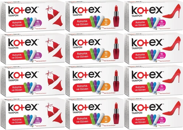 Kotex Tampon Süper - Mini - Normal 192 Li Karma Set (12PK*16)