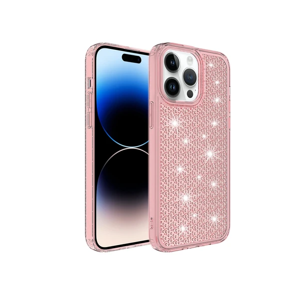 İPHONE 14 PRO MAX SNOW SİLİKON KAPAK PEMBE