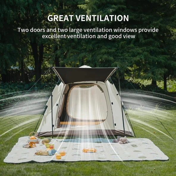 Naturehike Ango Picnic Otomatik Kurulum 3 Kişilik Çadır Fresh & Black / Tenteli - 4