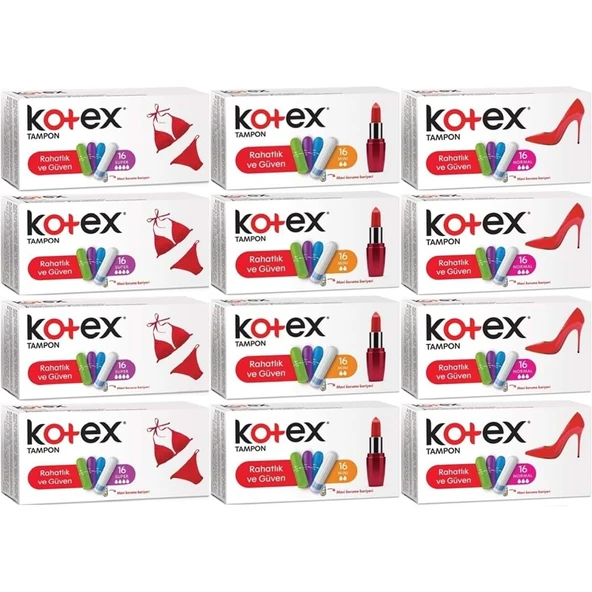 Kotex Tampon Süper - Mini - Normal 192 Li Karma Set (12PK*16) ürün görseli 1