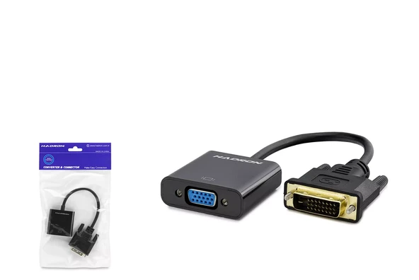 HADRON HDX-7781 DVI (M) TO VGA (F) ADAPTÖR 1080P 24+1 SİYAH (C-35) ürün görseli 1