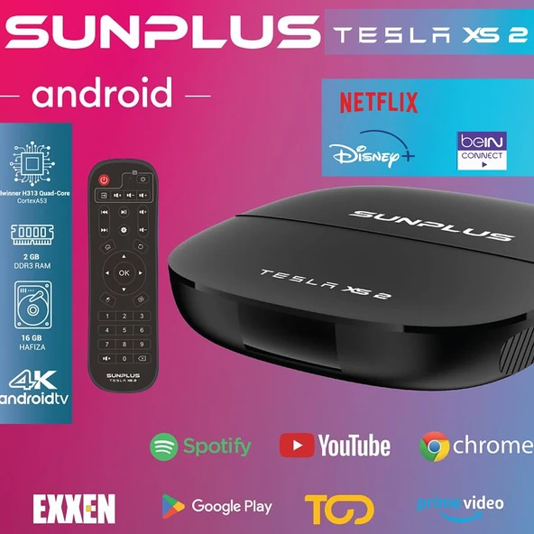 Android Tv Box Uydu Alıcı 2/16gb DDR3 4K Sunplus Tesla XS-2