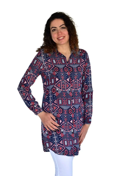 Kadın Nokta Desen Viscon Gömlek BGL-ST04242 - Resim 2