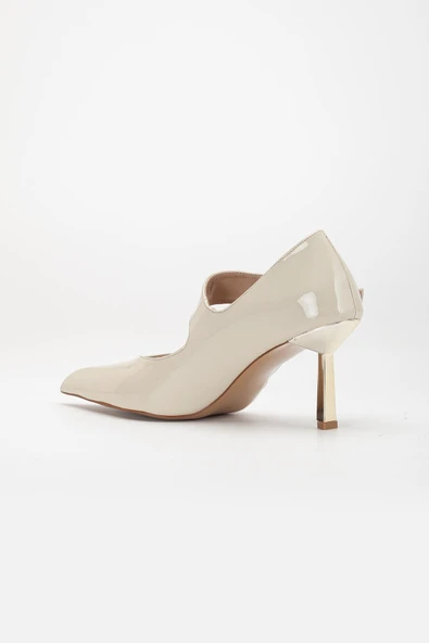 Kadın Stiletto ten Rugan Baretli İnce Topuklu - 5