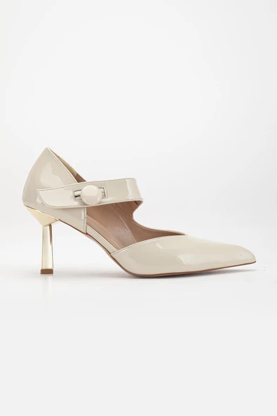 Kadın Stiletto ten Rugan Baretli İnce Topuklu - 3