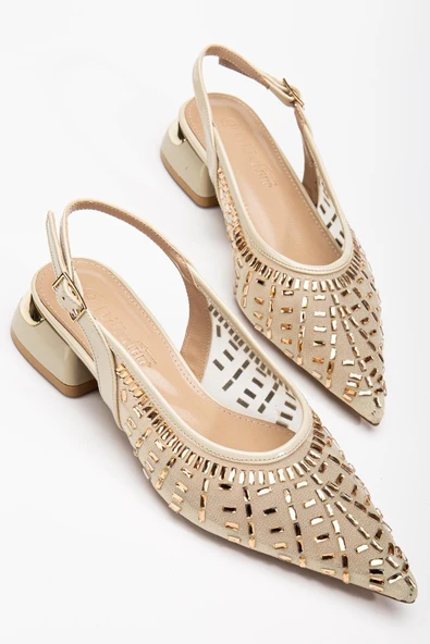 Kadın Kısa Topuklu Abiye Ayakkabı Rose File Taş Döşeme Topuk Açık ürün görseli