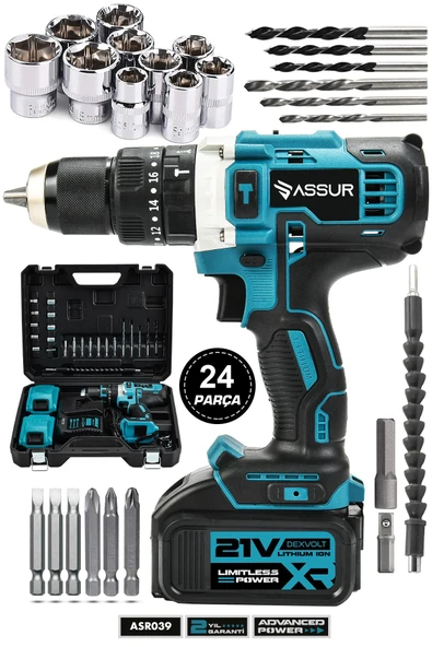 Assur Pro Metal Şanzıman 21V Çift Akülü Şarjlı Darbeli Matkap ürün görseli